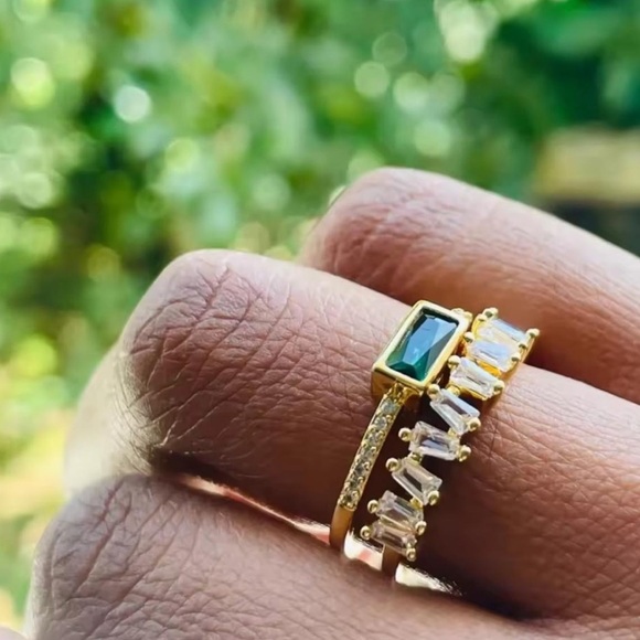 Luxe Malachite Green Adjustable Gold Ring - Picture 7 of 7